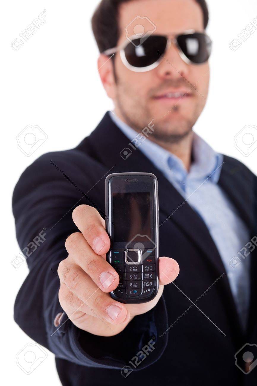 Business Man Wearing Sunglasses And Showing A Nokia Mobile On A White  Background Stock Photo, Picture And Royalty Free Image. Image 6095644.