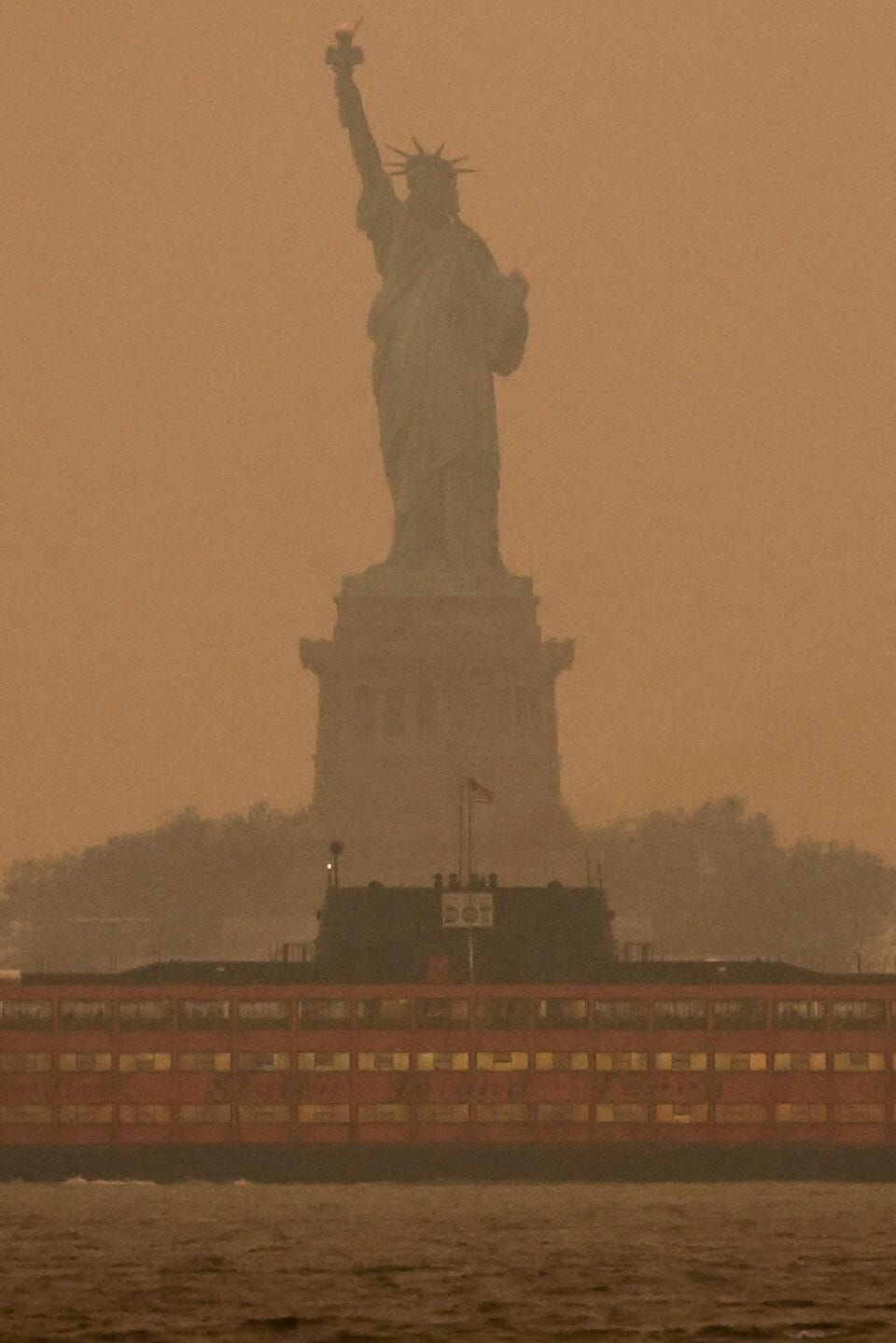 A hazy Lady Liberty