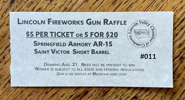 photo of gun raffle ticket