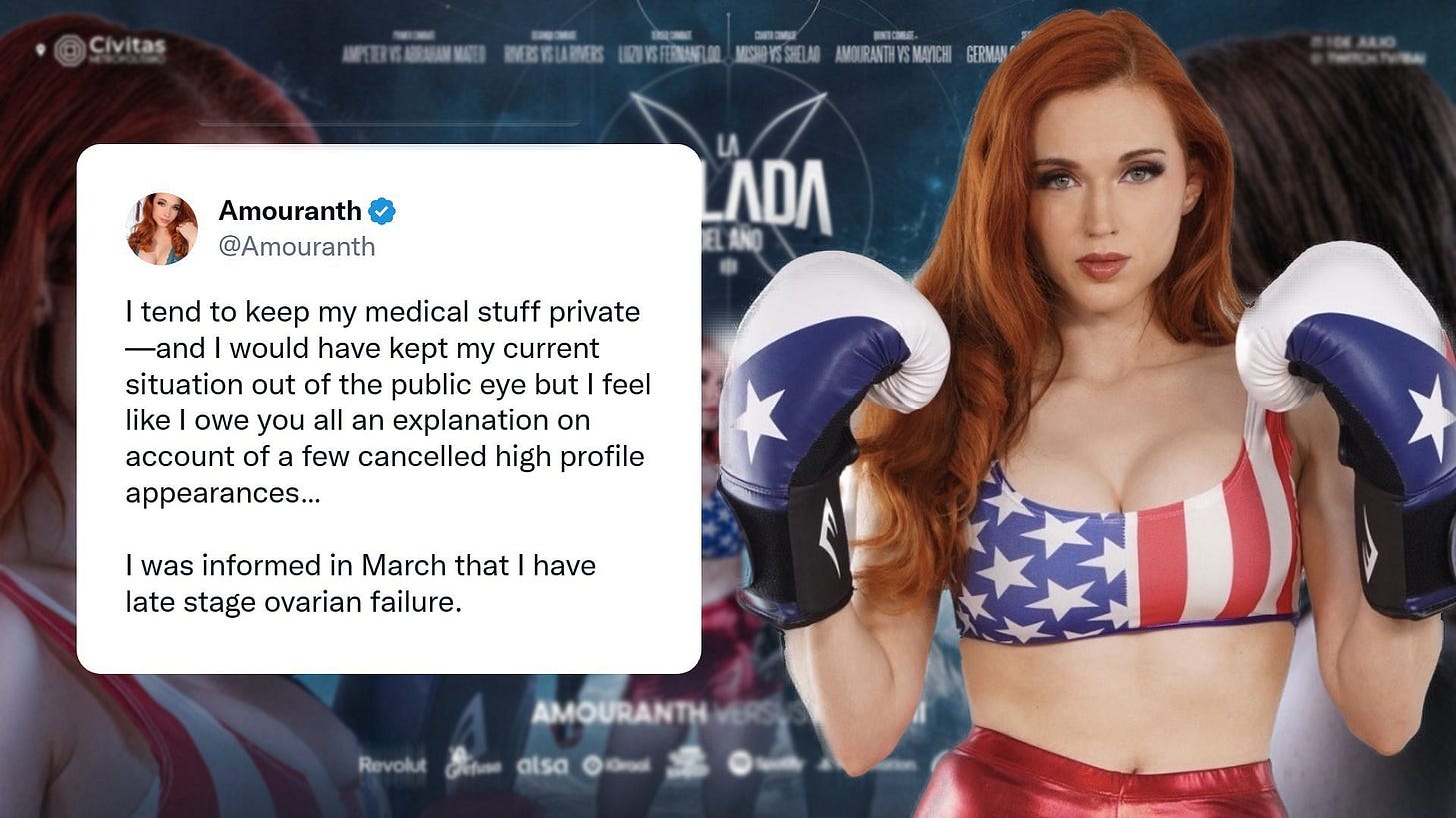 Amouranth to miss the upcoming boxing event at La Velada Del Ano 3 (Image via Amouranth/Twitter)