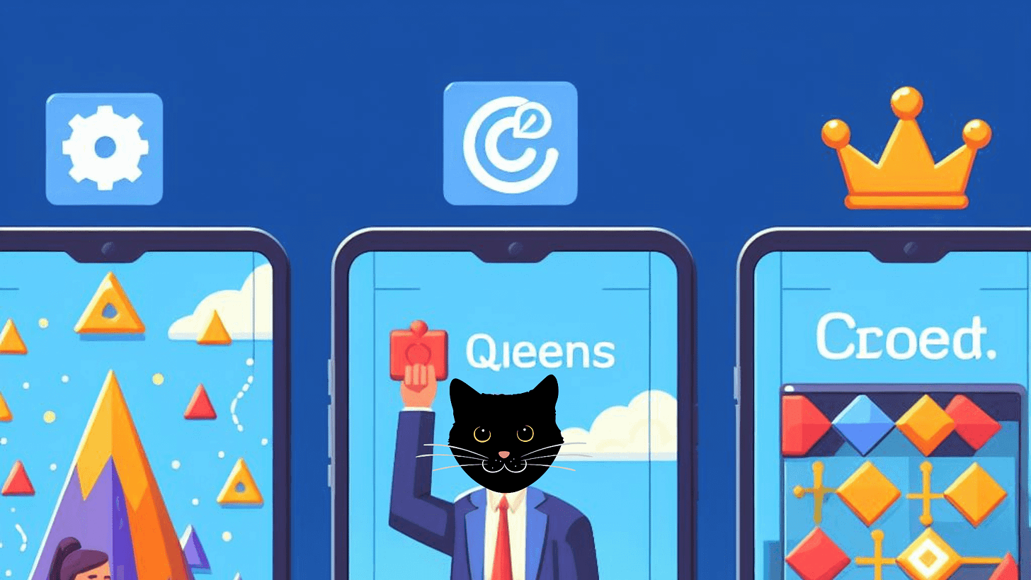 Image of mobile games and a cat face