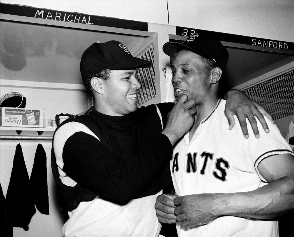 Marichal and Mays after the game.