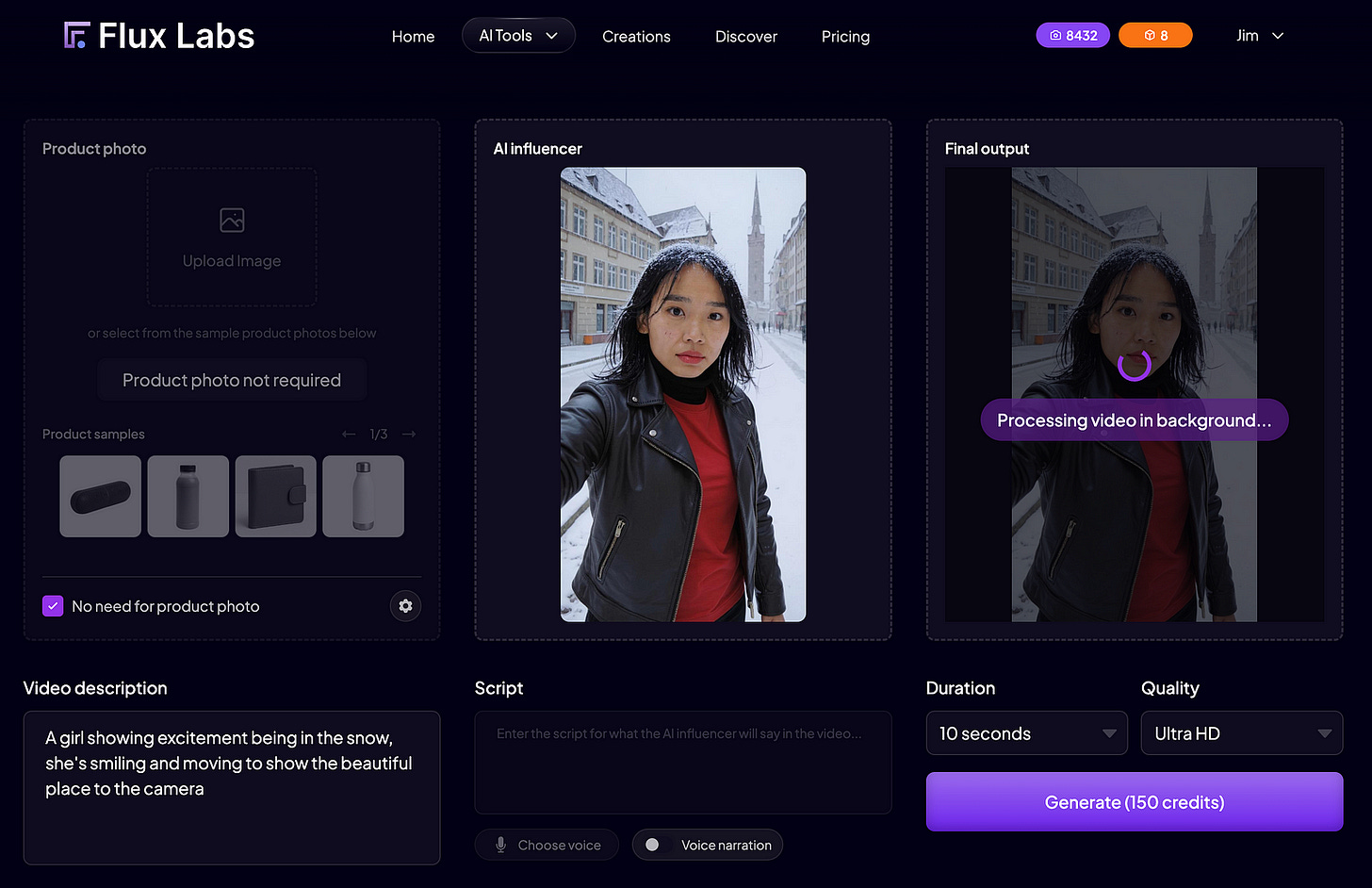 UGC video generator in Flux Labs AI. Image by Jim Clyde Monge