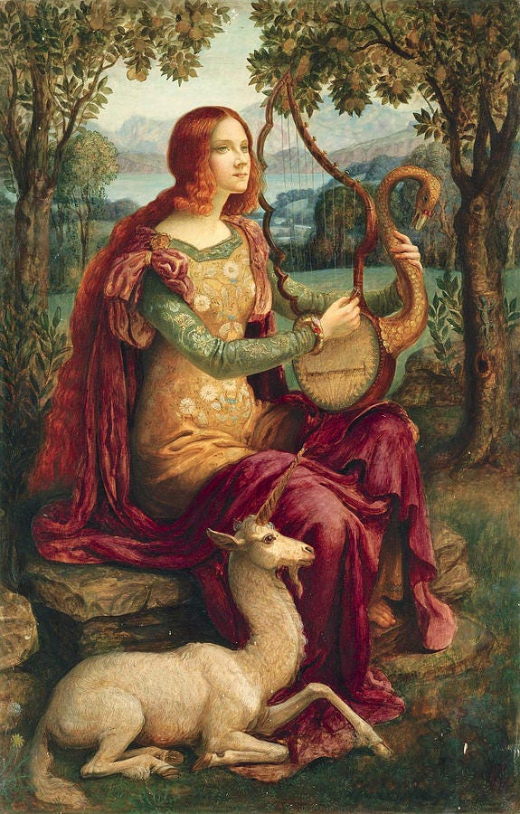 A Lady with a Unicorn Painting by Armand Point