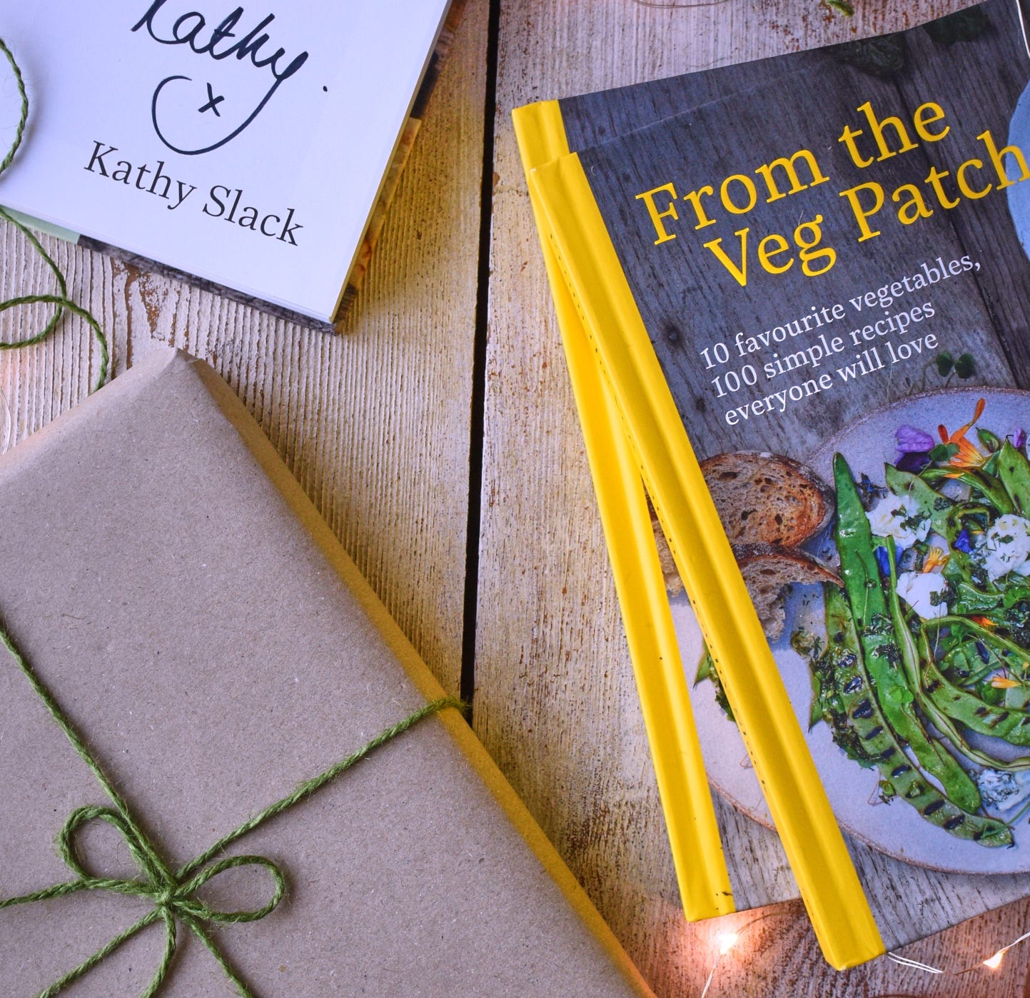 gift-wrapped pile of From the Veg Patch cookbooks