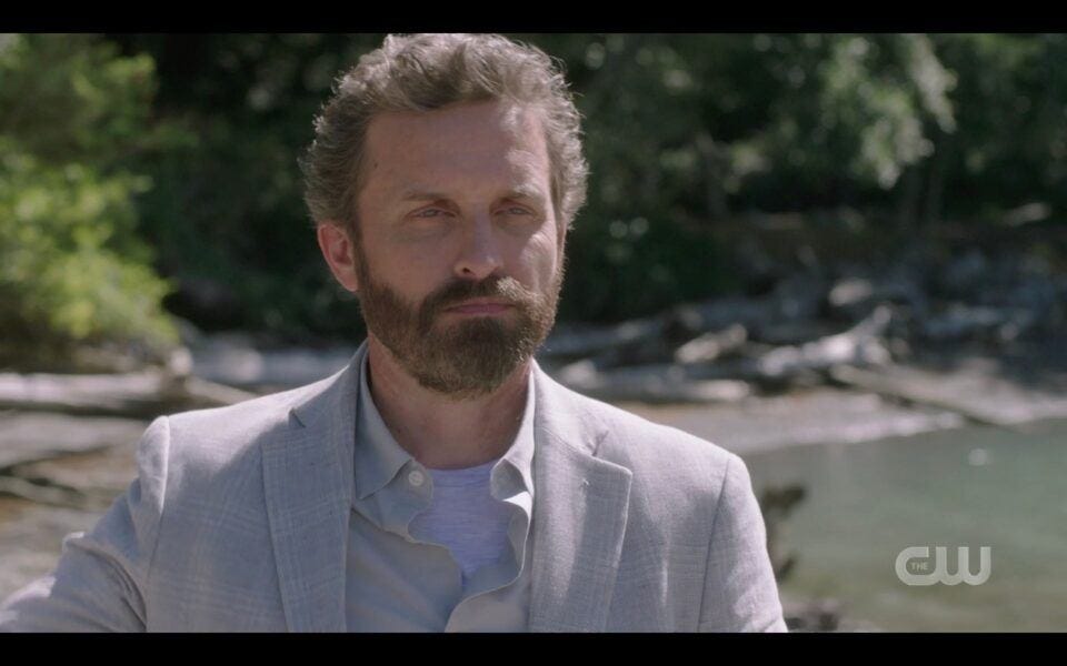 SPN Rob Benedict Chuck appears on beach in suit finale