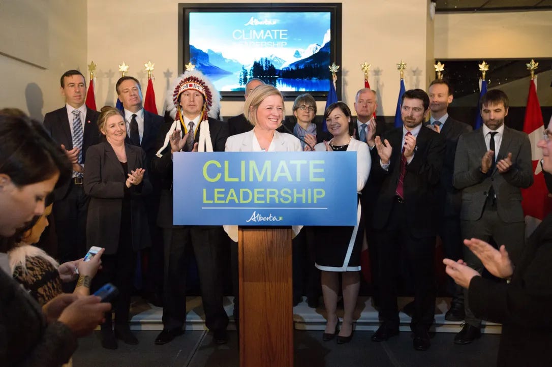 Premier Rachel Notley unveils Alberta's climate strategy in Edmonton, Alberta, on Sunday, November 22, 2015.