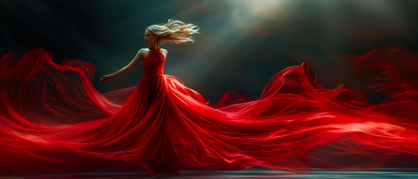 Female dancer with red dress