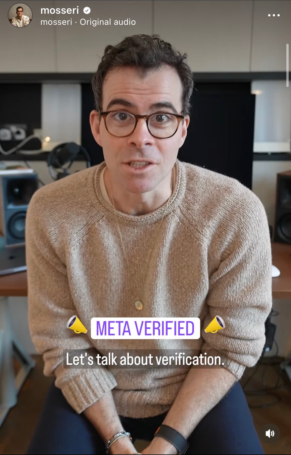 Adam Mosseri update on Instagram talking about Meta Verified