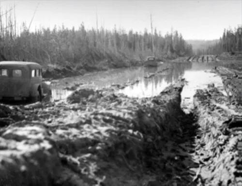 Old Alaska Highway, spring of 1946.