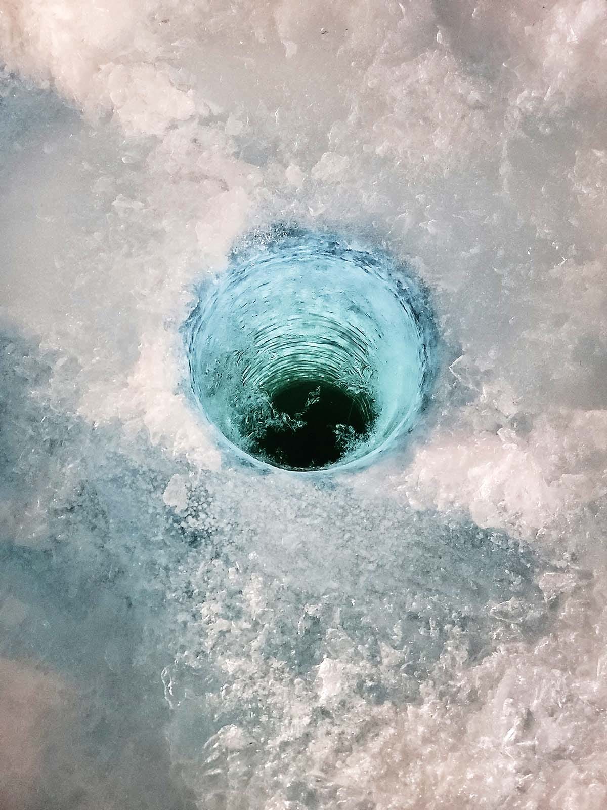 A hole in the ice. 