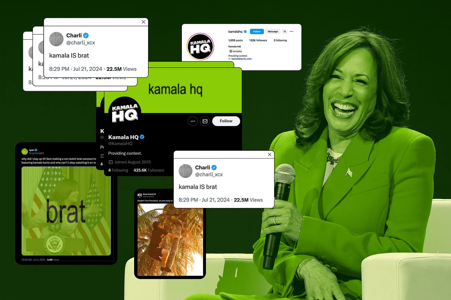 Image may contain Kamala Harris Adult Person Electrical Device Microphone Text Advertisement Electronics and Phone