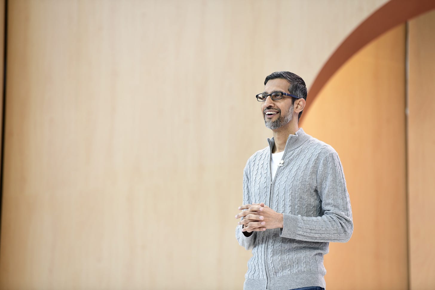 Google CEO Sundar Pichai speaks at I/O on Wednesday in Mountain View. (Google)