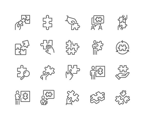 Line Puzzle Icons Stock Illustration - Download Image Now - Icon Symbol,  Puzzle, Solution - iStock