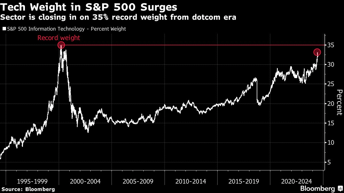 Exposure of the S&P 500 to IT companies