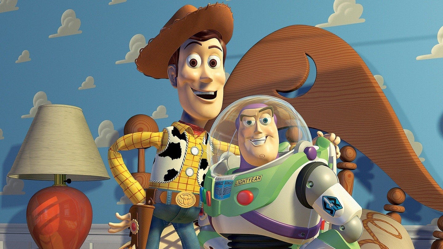 Woody (Left) and Buzz Lightyear (Right) in Toy Story 1 (1995)