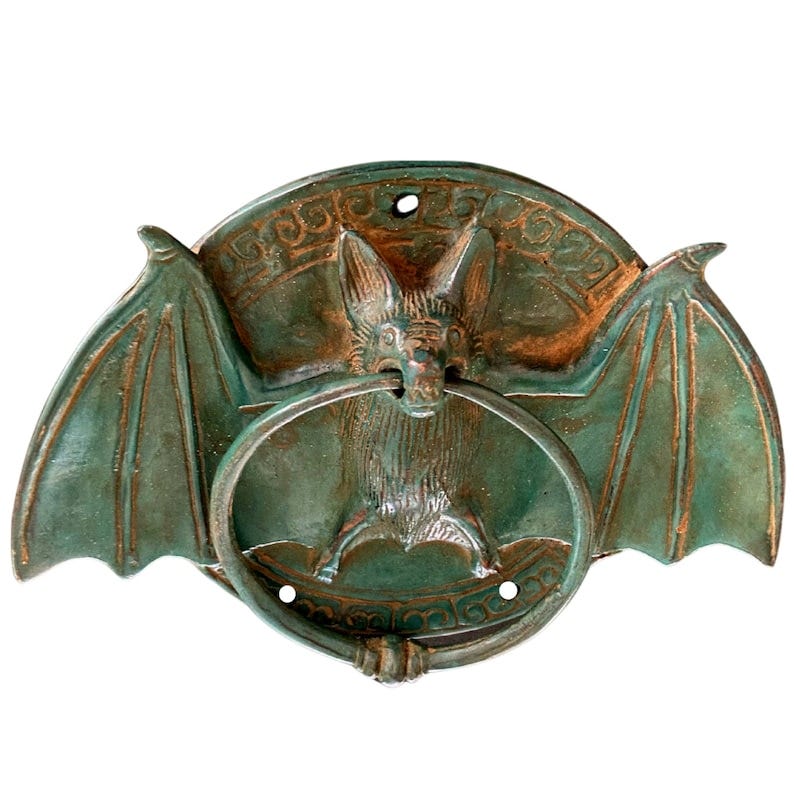 Gothic Bat Door Knocker handle knob Cabinet Pull lost wax Cast image 1