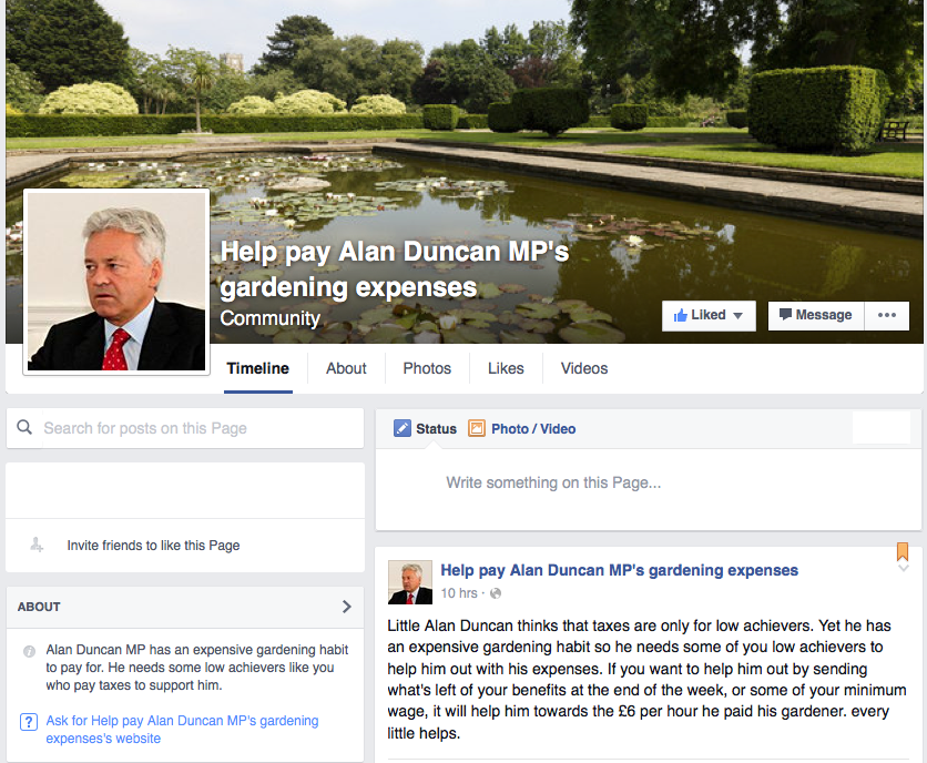 Help pay Alan Duncan MP's gardening expenses