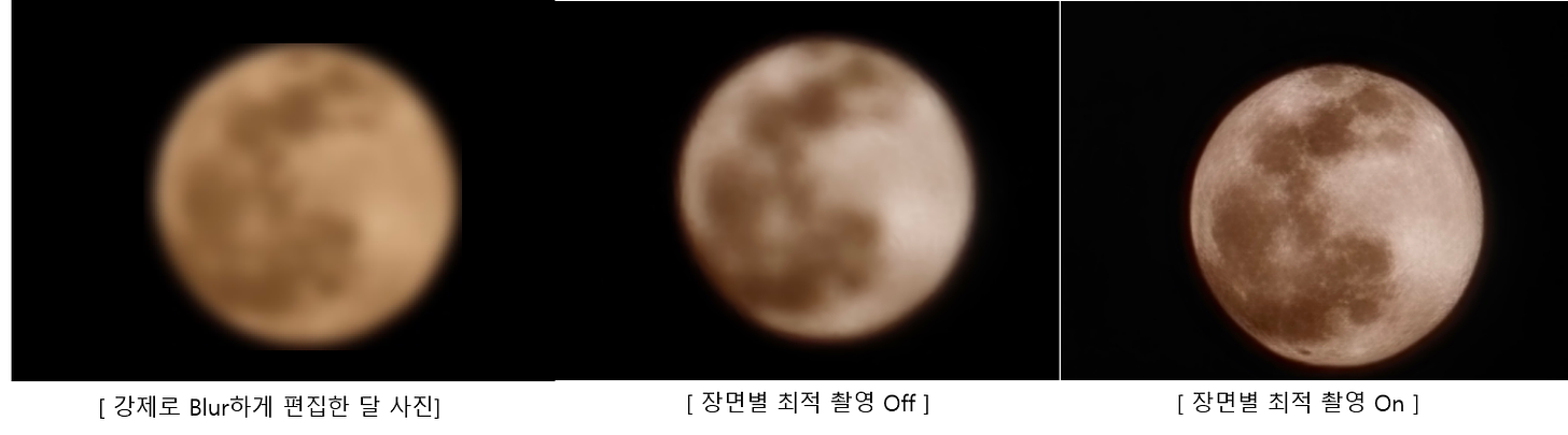 Three images of the moon getting progressively crisper.