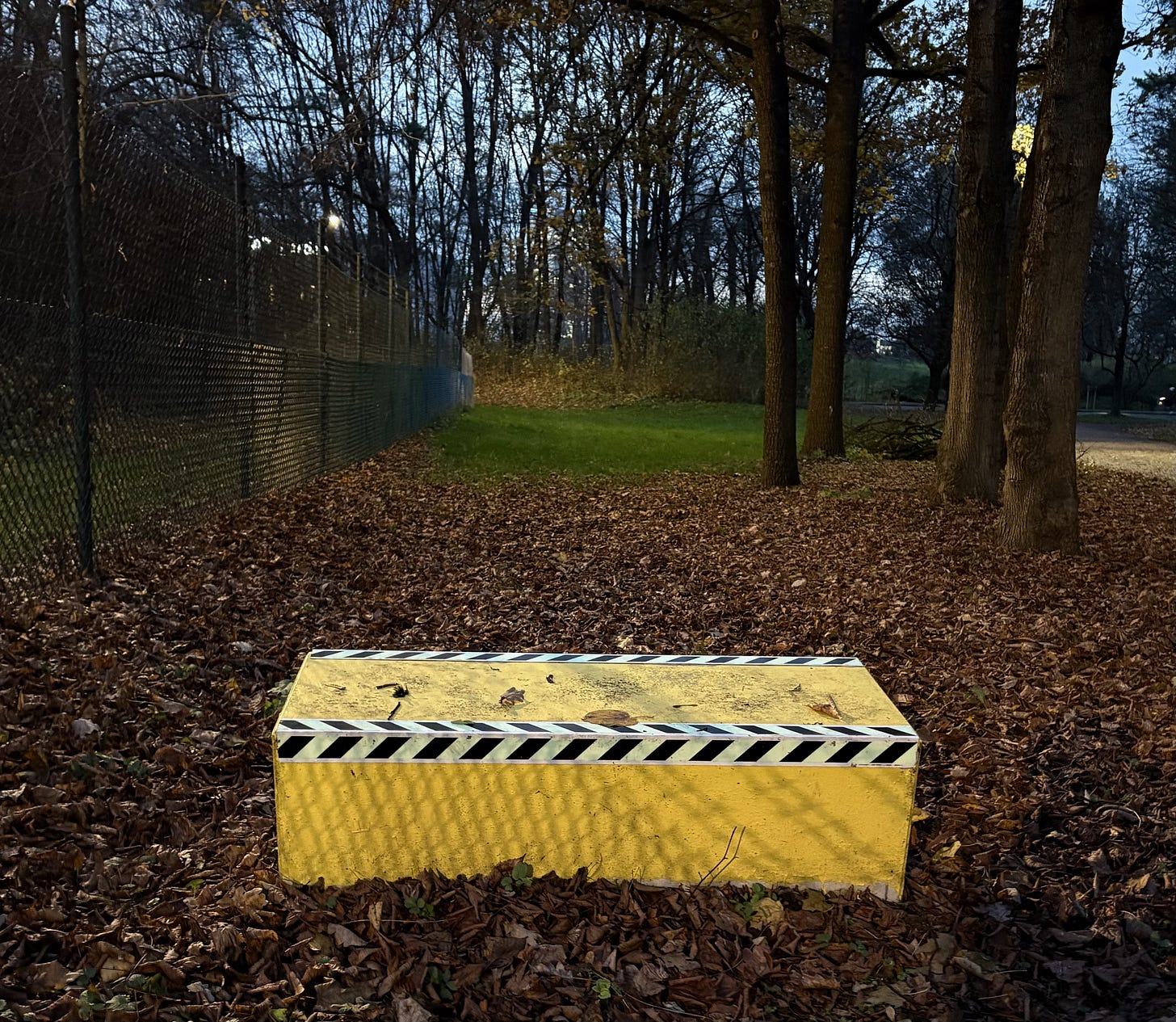 A yellow stone block in the Olympic Park