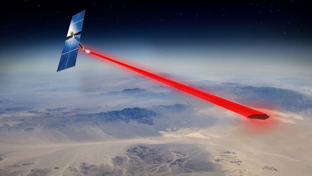 A solar panel in space is collecting energy that could one day be ...