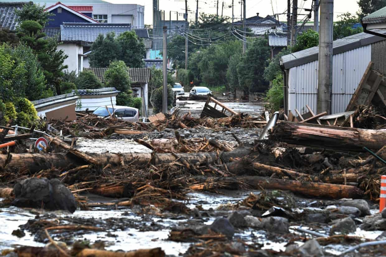 Flood debris in Kurume, Fukuoka prefecture, Kyushu island.