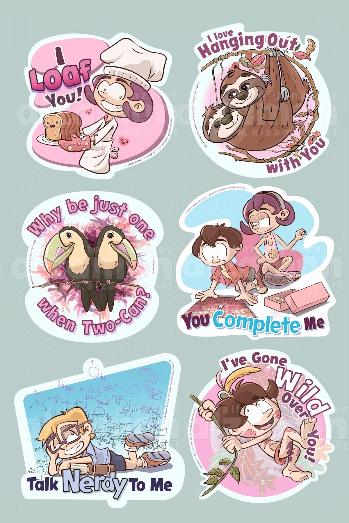 Valentines stickers set by Alberto Gonzalez (Alzamon)