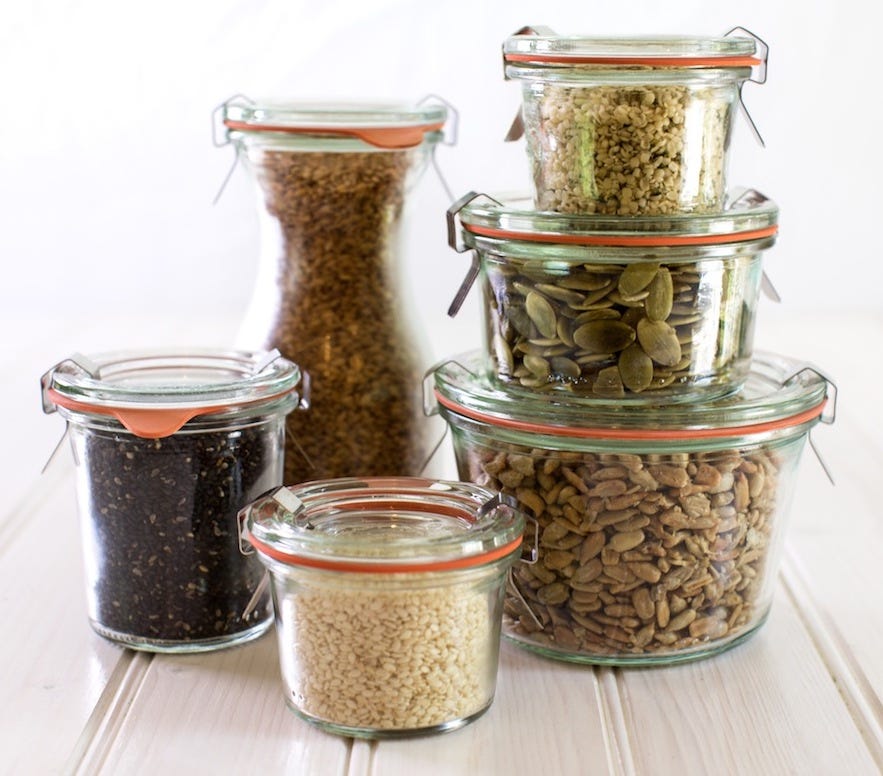 Jars with seeds