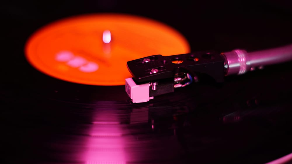 A closeup photo of a turntable