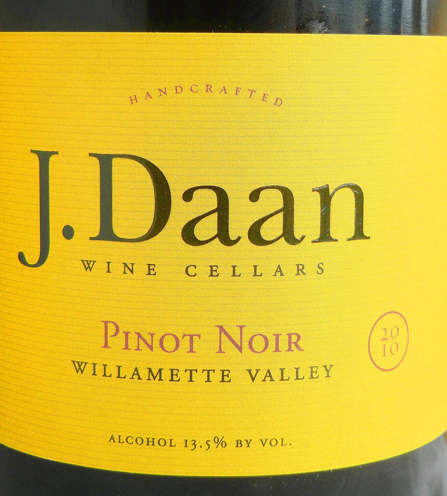 J. Daan Willamette Valley Pinot Noir 2010 Label - BC Pinot Noir Tasting Review 14