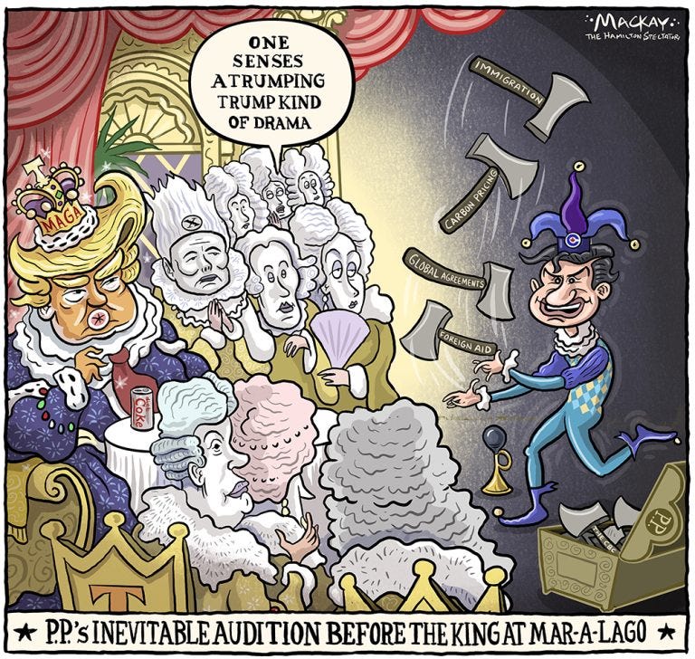 Pierre Poilievre is meticulously preparing his populist platform as a diplomatic performance, positioning himself as Canada’s ideal emissary to align with Trump’s second reign while competing with Trudeau’s own courtly overtures.