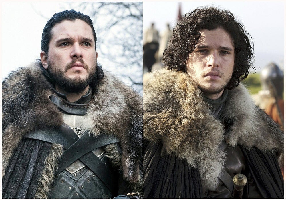 kit harington as jon snow in game of thrones before after 2019