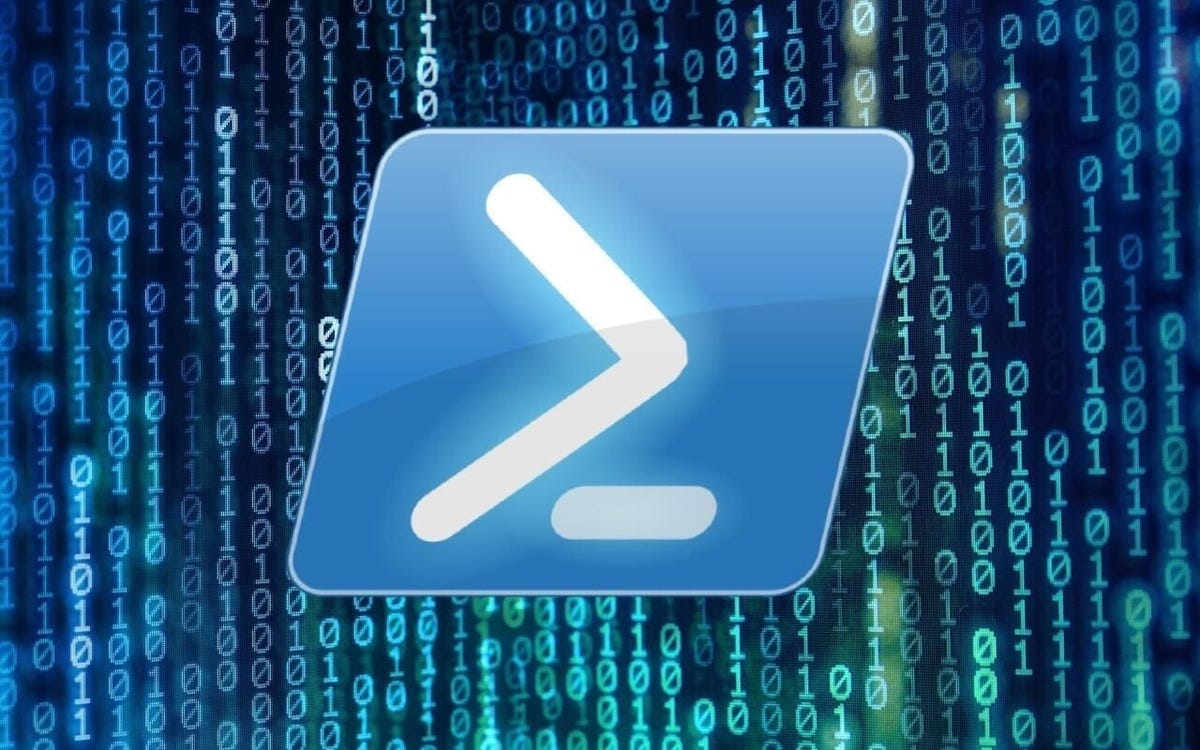 image of the powershell logo behind some 1s and 0s