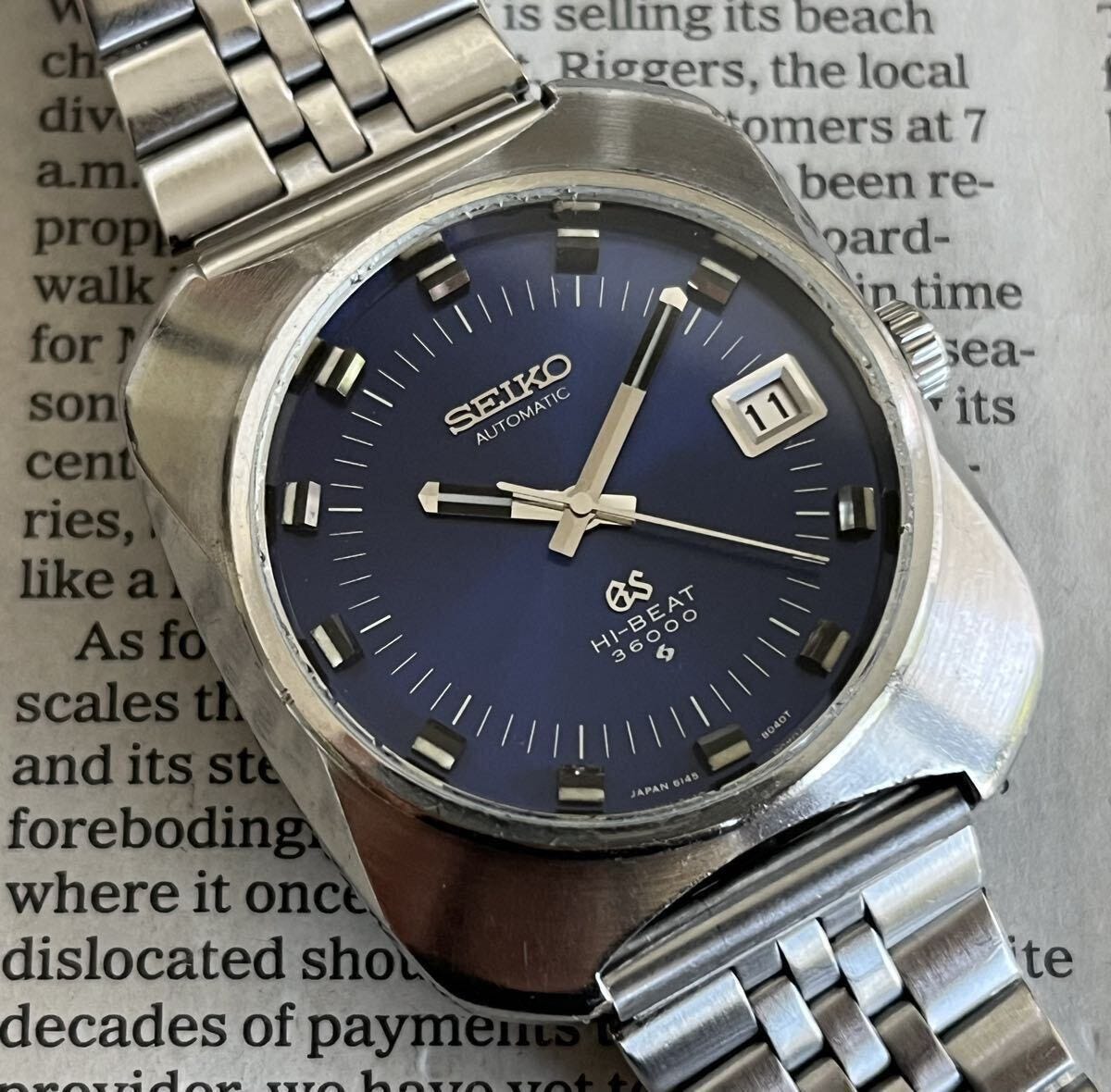 GRAND SEIKO グランドセイコー 座布団ケース 6145-8020 Deep Bule Dial ディープブルー 放射ダイヤル 61GS 青文字盤 Automatic