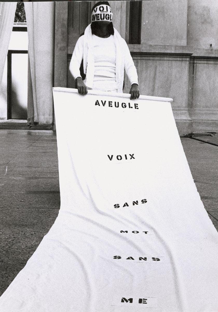 Theresa Hak Kyung Cha: Aveugle Voix, 1975; performance, 63 Bluxome Street, San Francisco; BAMPFA, gift of the Theresa Hak Kyung Cha Memorial Foundation. Photo: Trip Callaghan.