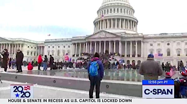 Protests at the U.S. Capitol on Wednesday, Jan. 6, 2021. (C-SPAN video screenshot)