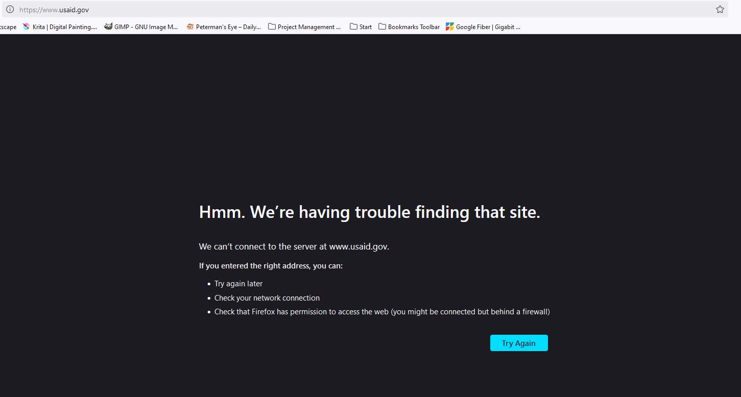 404 message - USAid Website Gone Missing!