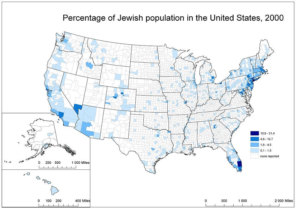 Faith Based - Jewish Population in US Map