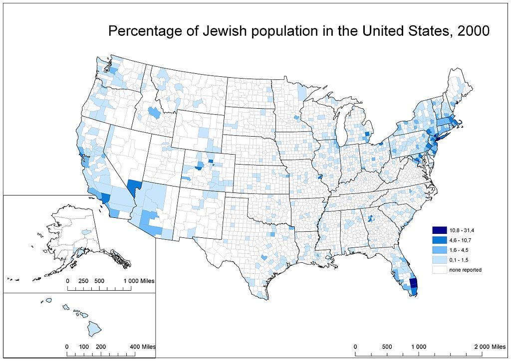 Faith Based - Jewish Population in US Map