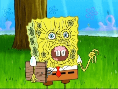 Spongebob looking severely dehydrated.