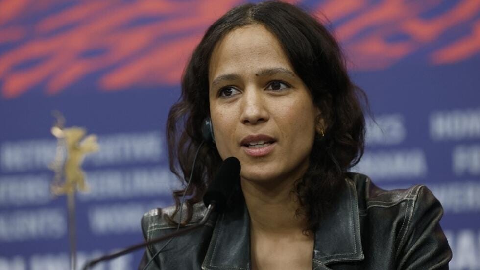French-Senegalese filmmaker and actress Mati Diop speaks during a press conference for the film "Dahomey" presented in competition of the 74th Berlinale, Europe's first major film festival of the year, on February 18, 2024 in Berlin.