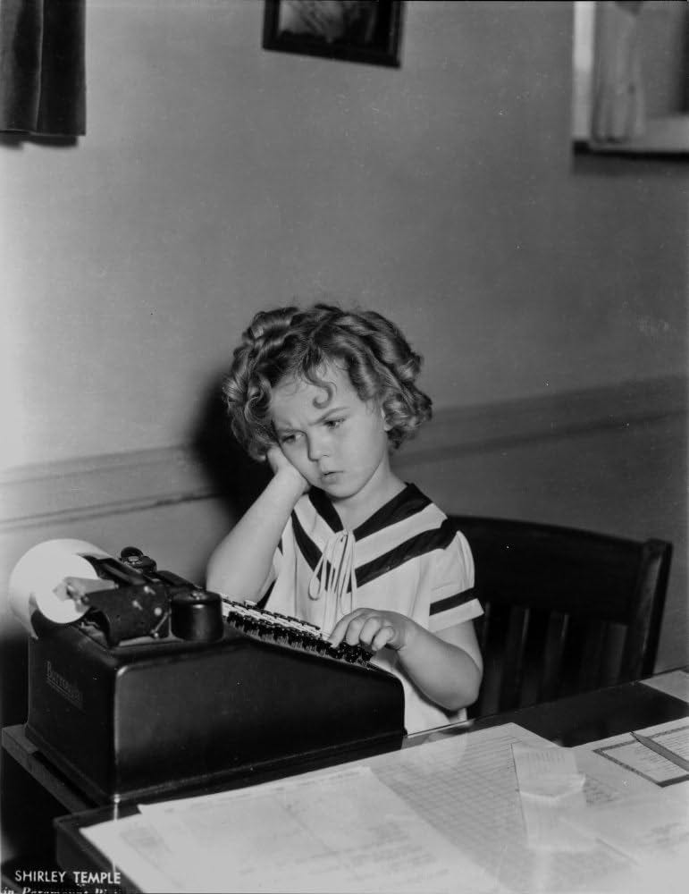 Amazon.com: Shirley Temple Typing in White Dress Photo Print (8 x 10) :  Home & Kitchen
