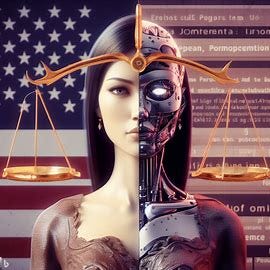 Scales of Justice with an executive order from the last US president on one side and the European Parliament Proposal for AI on the other. . Image 1 of 4