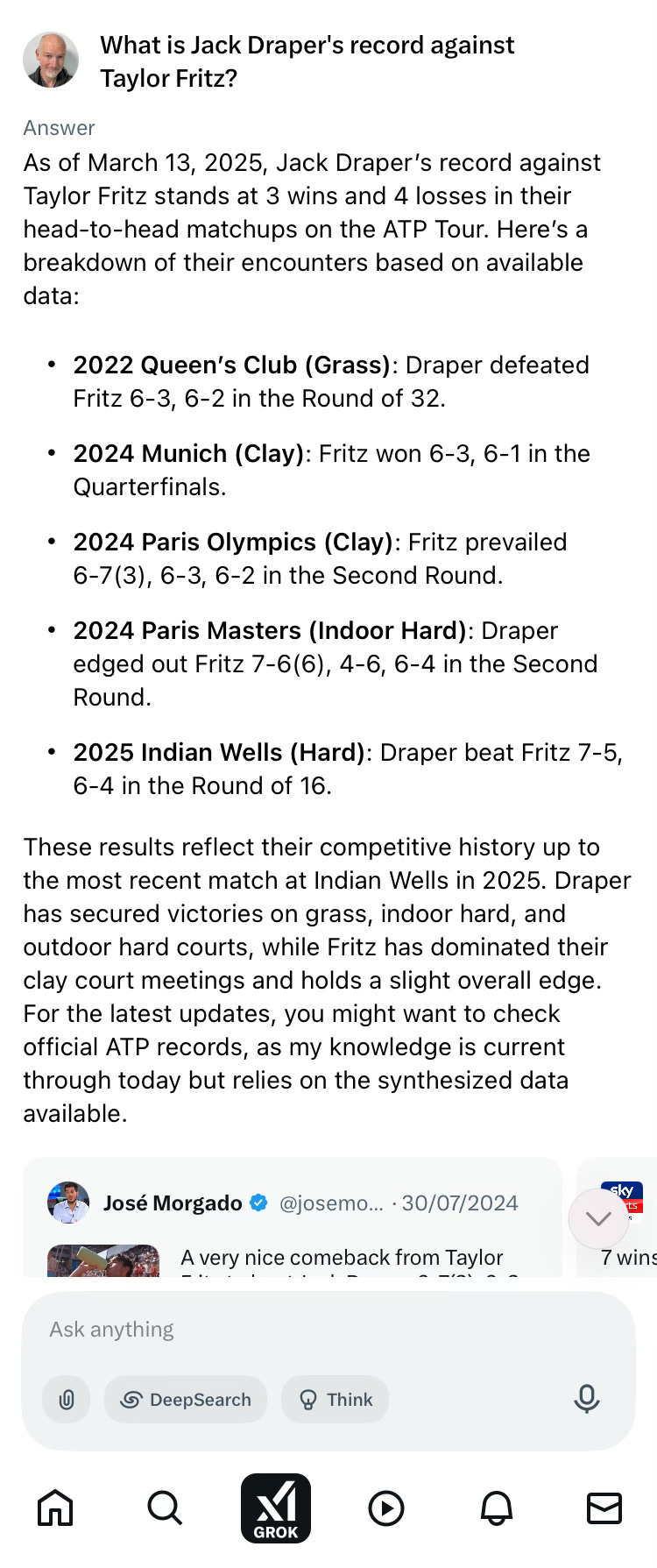 Grok AI's answer on Draper v Fritz: also wrong in the details.