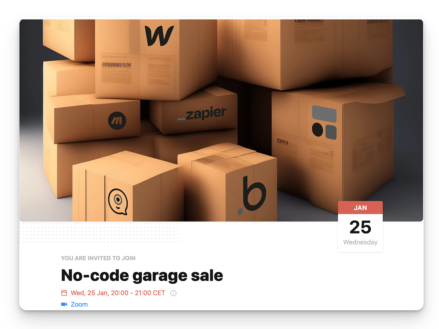 Event page first No-Code Garage Sale