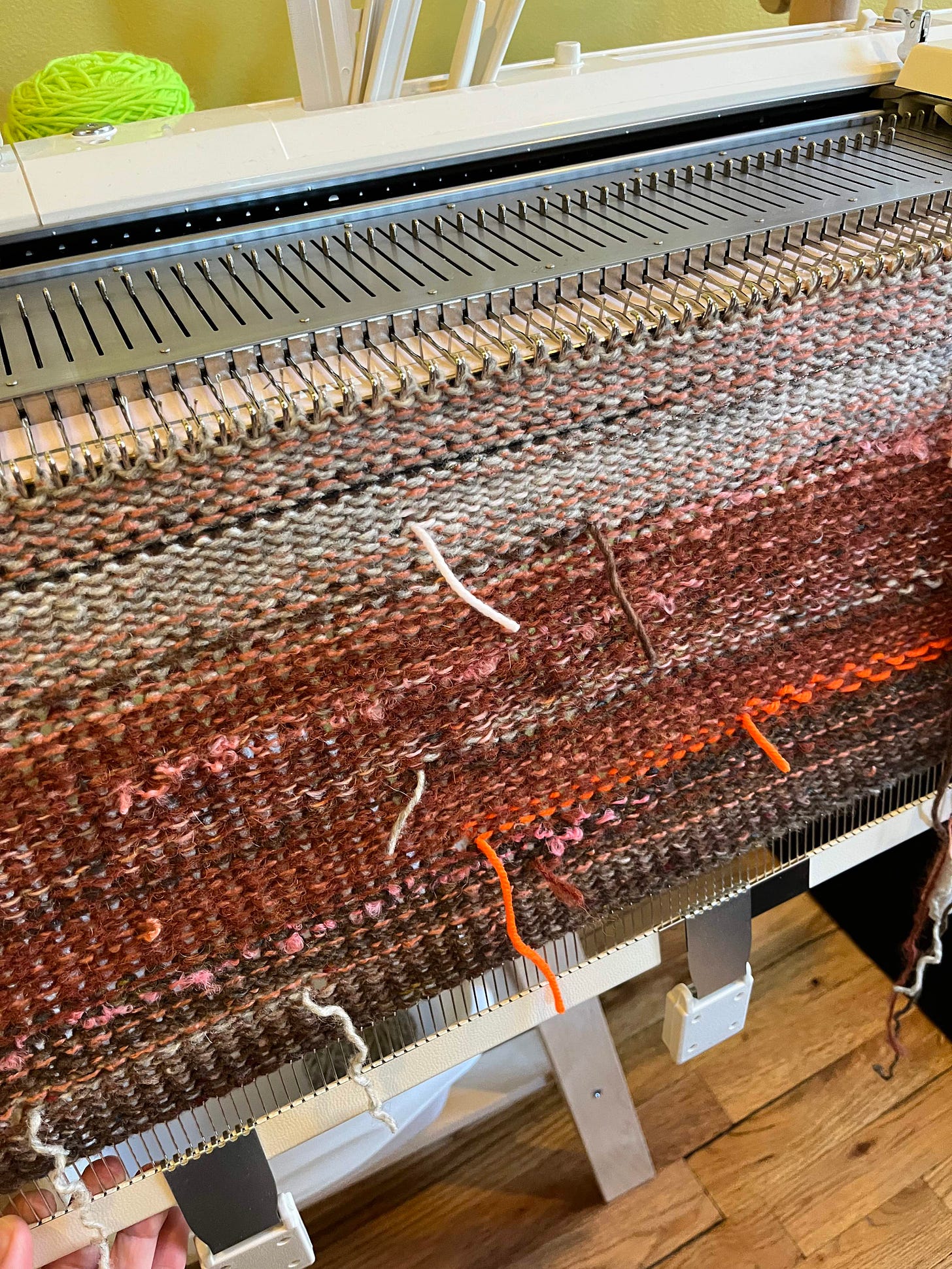 Machine knitting panel