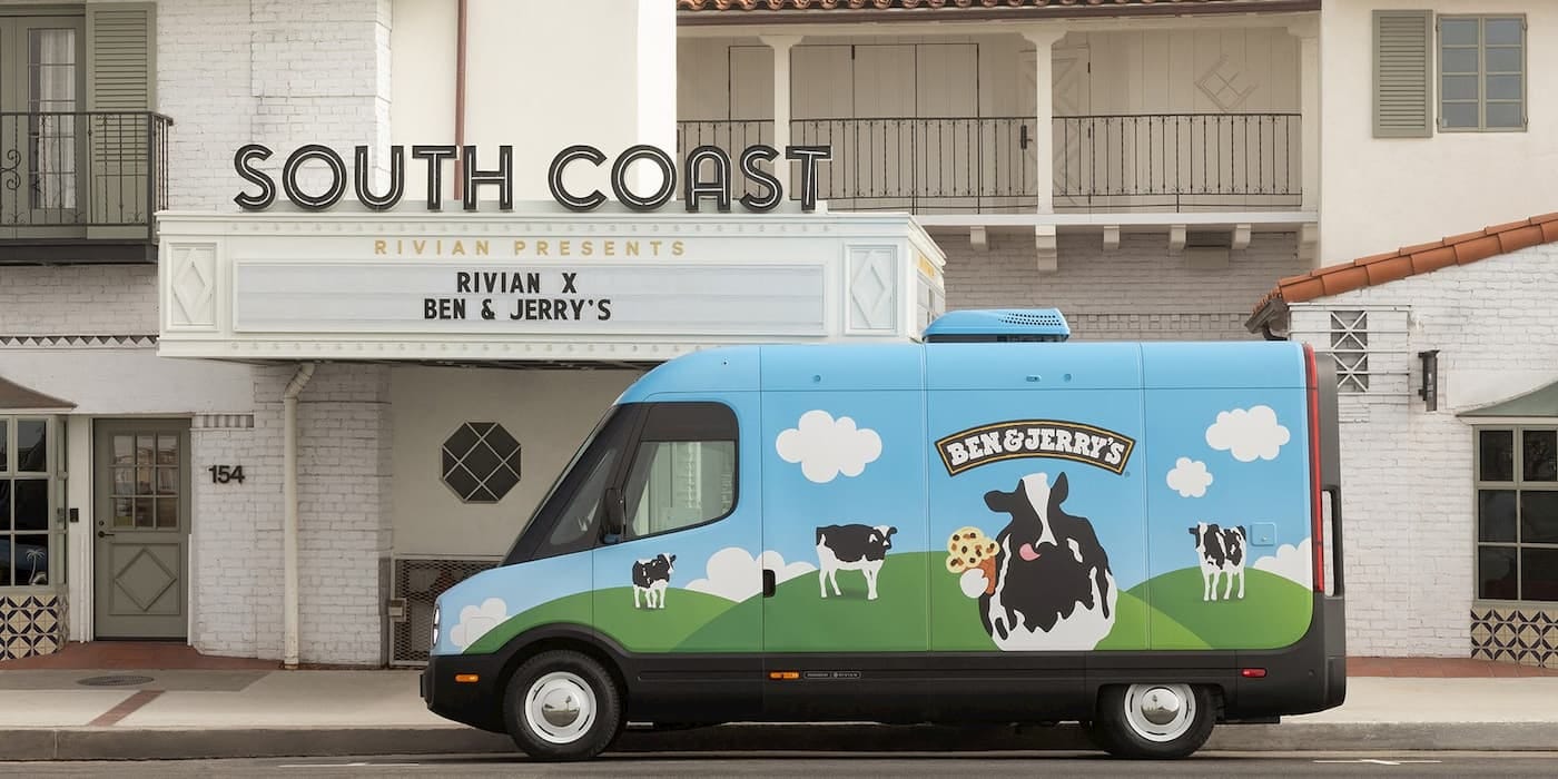 Rivian and Ben and Jerry's team up on a sweet EV ice cream truck