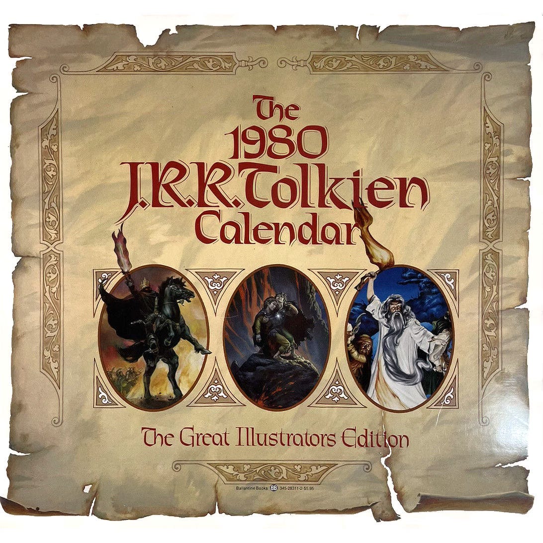 Calendar cover for THE 1980 J.R.R. TOLKIEN CALENDER: THE GREAT ILLUSTRATORS EDITION, published by Ballantine.