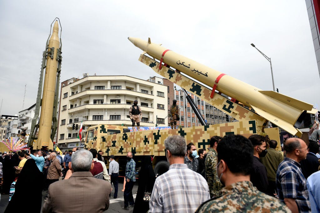 An Iranian Khaibar missile, with a range of 2,000km