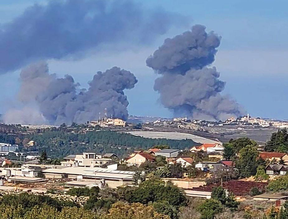 Smoke from Hezbollah rockets